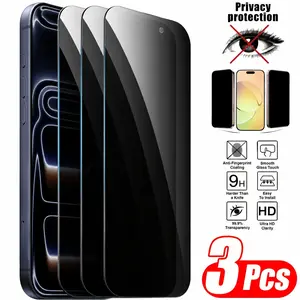 Three-Pack Apple Anti-Spy Tempered Glass Screen Protector, Fits iPhone X/XS/XR/11/12/13/14/15/16/17 Pro/pro Max, 9h Hardness, Privacy Protection