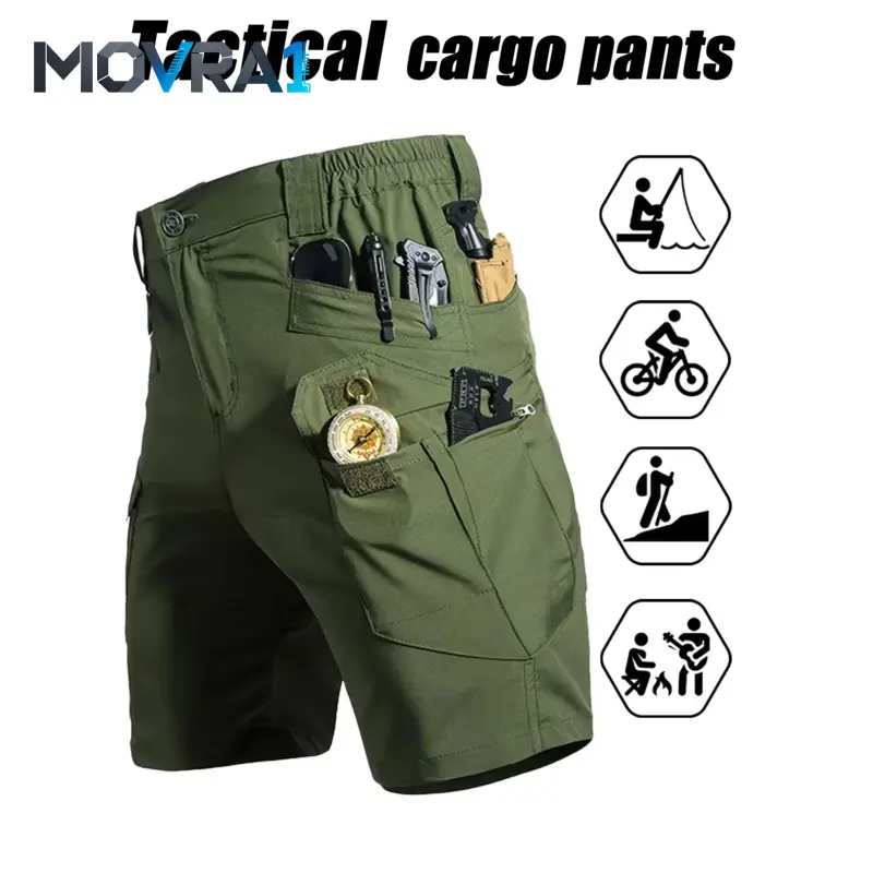 MOVRA1 Men's Outdoor Tactical Quick-Dry Stretch Work Shorts: Comfortable, breathable, lightweight, abrasion-resistant with multiple pockets.Adjustable waistband.Ideal, training, and casual wear.Lightweight Workout Shorts
