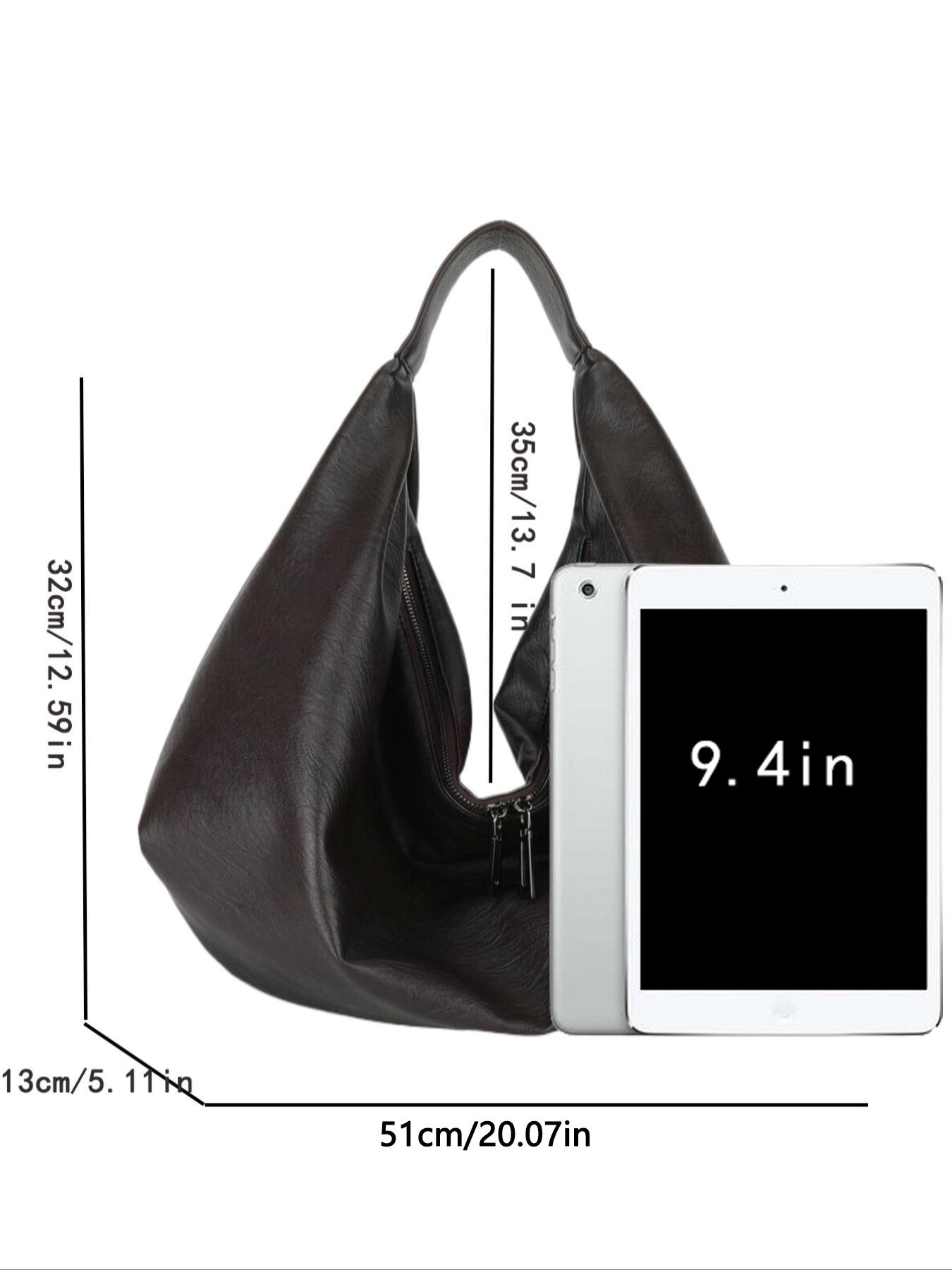 Women's Solid Color Shoulder Bag, Large Capacity PU Tote Bag for Work & School, Casual Trendy Versatile High-quality Daily Commuting Bag, PU Tote Satchel