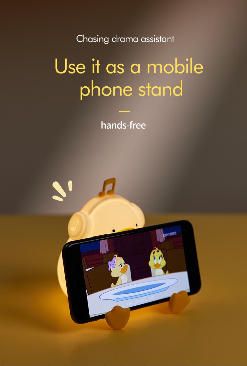 Happy Duck Night Light - Silicone Touch-Activated Music Lamp, USB Rechargeable Bedside Decor for Kids' Room (Gift Ready)