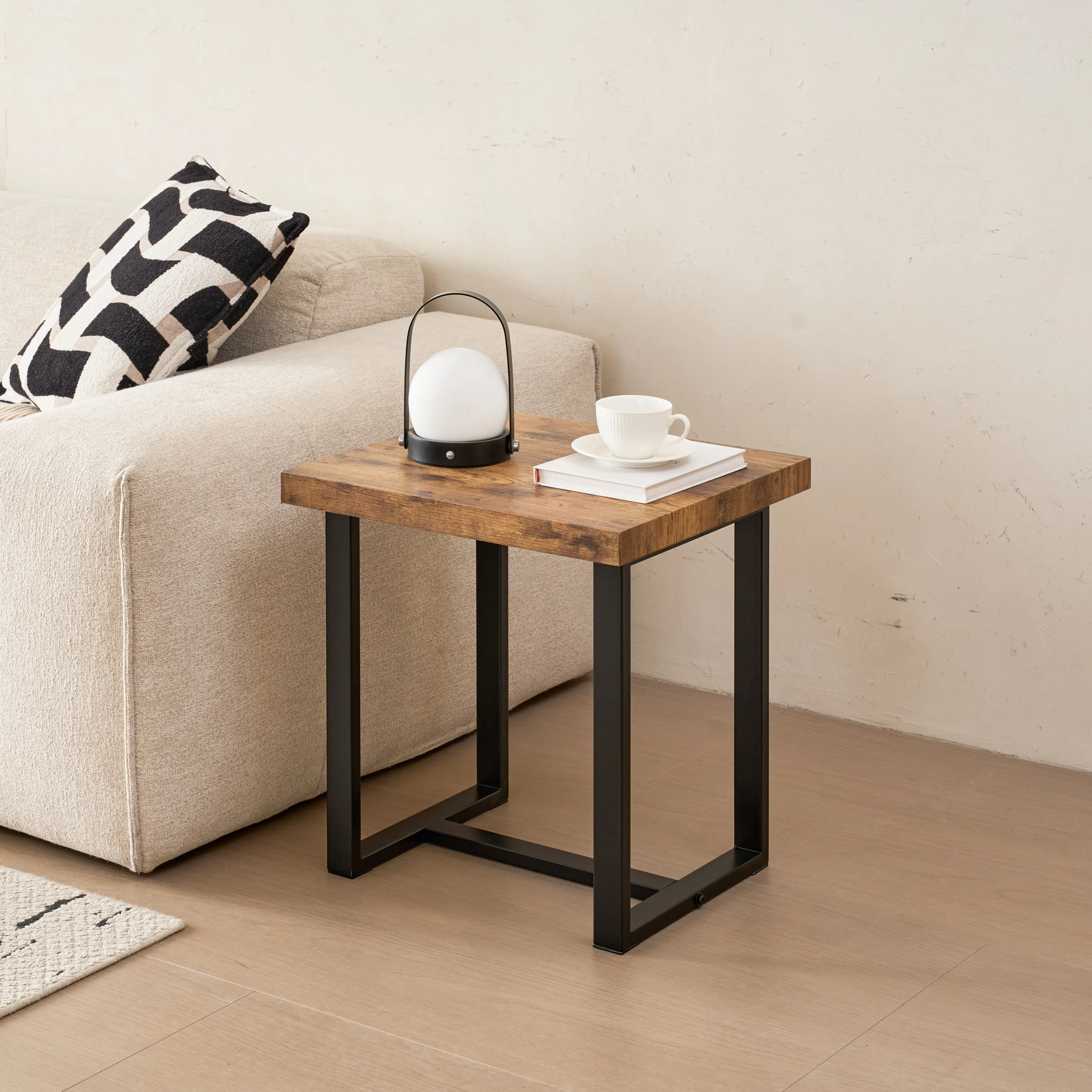 ARCH Walnut MDF Side Table Small End Table with Metal Legs, 17.7"W x 19.68"D x 21.25"H, Multi-Use Accent Table for Living Room, Bedroom, Office, Holds Snacks, Books, Decor, Easy Clean Modern Nightstand, Walnut Color Options, MDF+Metal Material
