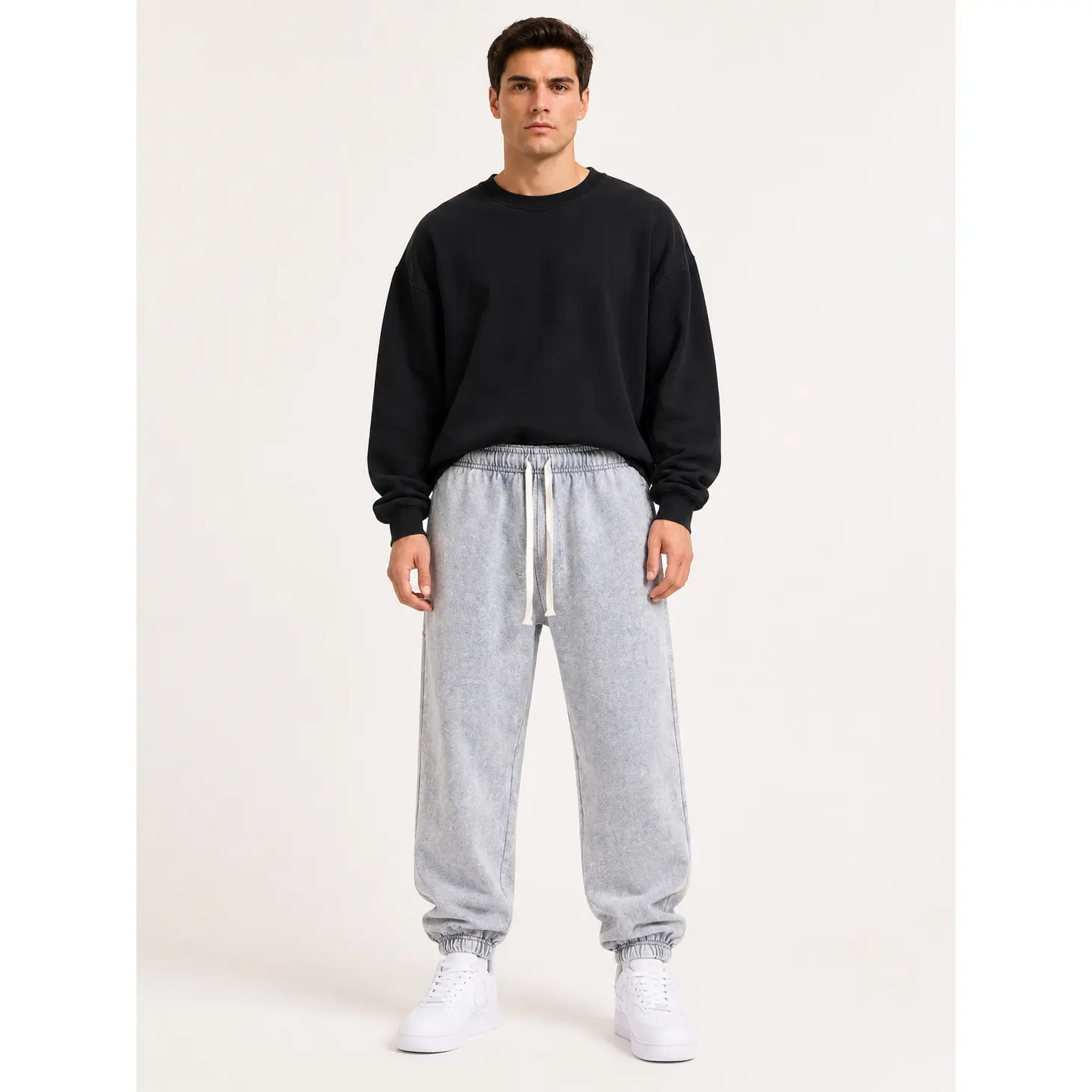 UNISEX Vintage Acid Wash Joggers with Elastic Waist and Convenient Pockets, Relaxed Fit Cuffed Sweatpants for Men and Women