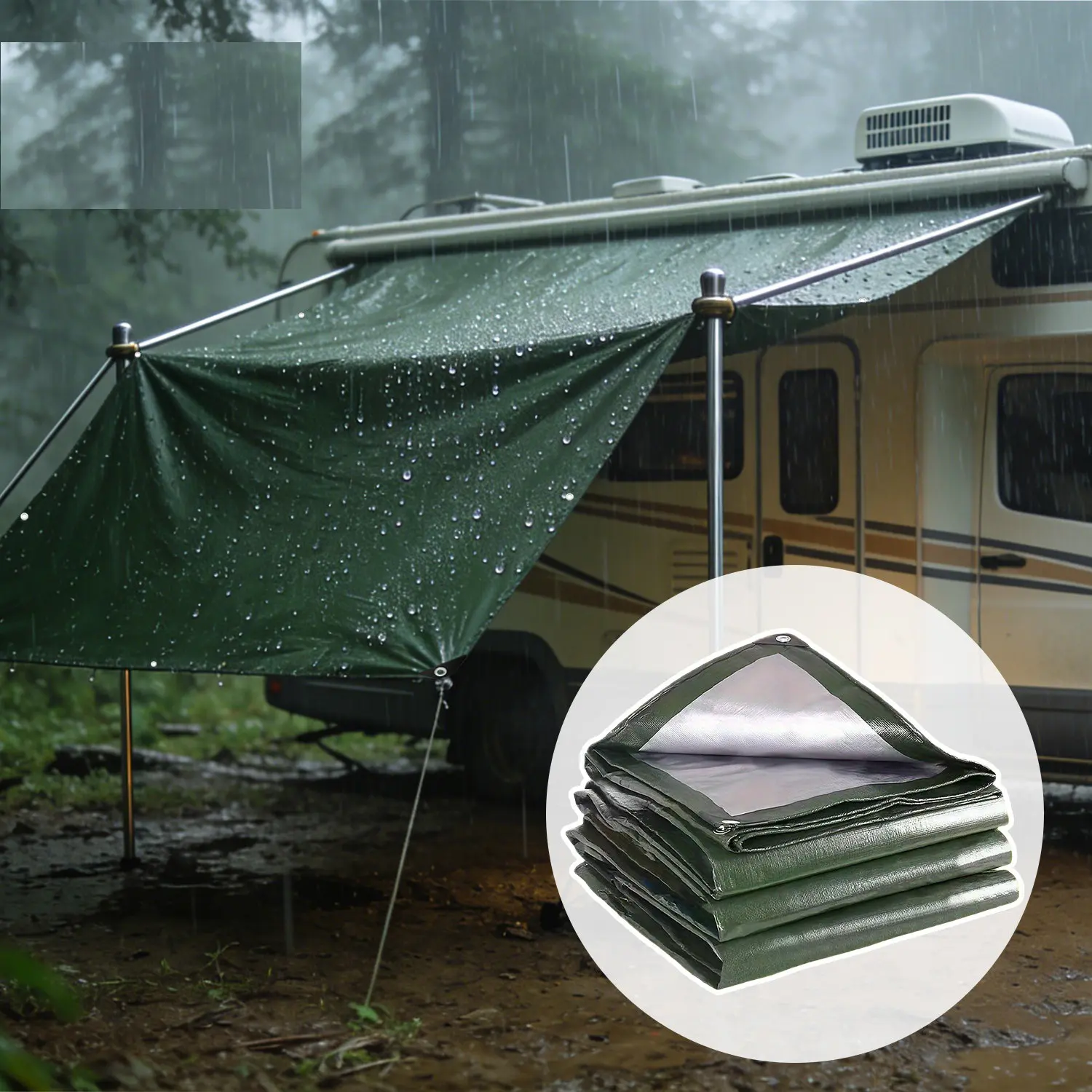 Multi-Functional Thick Rainproof Tarp, Outdoor Waterproof Oilcloth, High-Quality Water-Resistant Fabric, Metal Grommets, Reinforced Edges