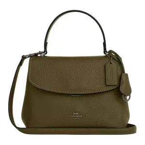 COACH Emory 25 Crossbody Handbag for Women – Gold Logo, Genuine Leather, Olive Green