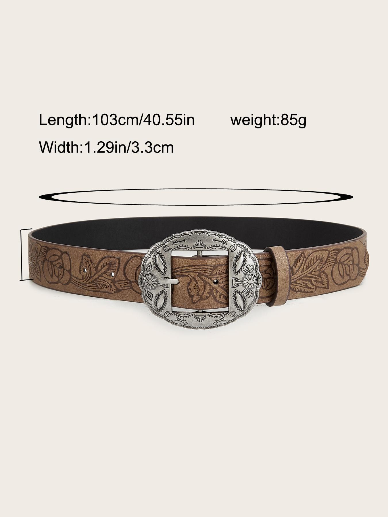 Simple Rectangle Metal Buckle Belt Vintage Printed Brown PU Leather Waistband Unisex Jeans Pants Decoration Belt Trendy Belt Pu Leather Belts Fashion Vintage Belts
