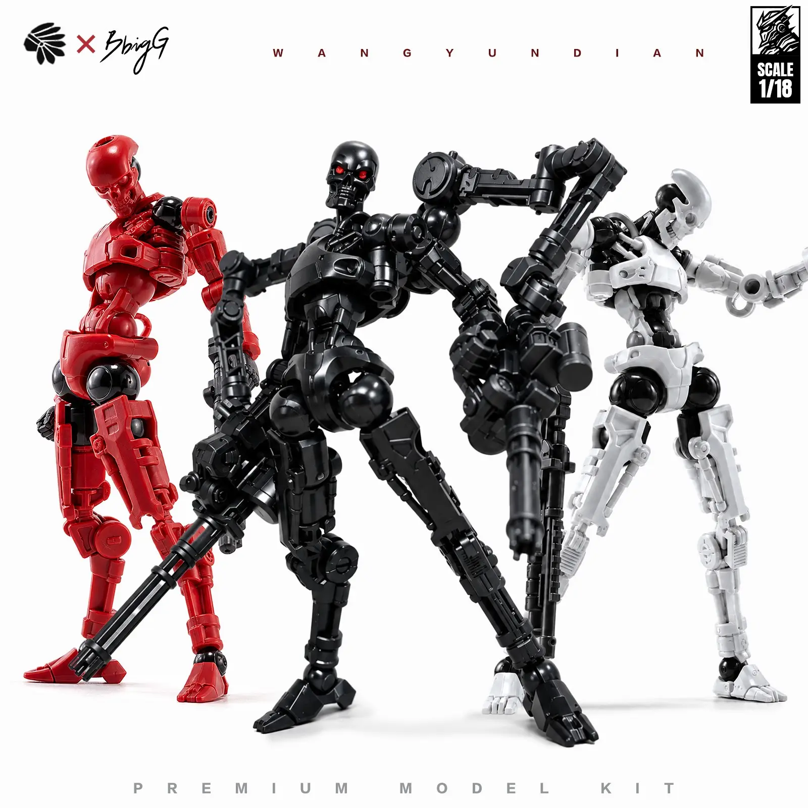 2-Pack 1/18 Scale Mechanical Robot Toys, Articulated Metal Model Kit, 10cm Collectible Dolls, Includes Replacement Parts & Display Stand