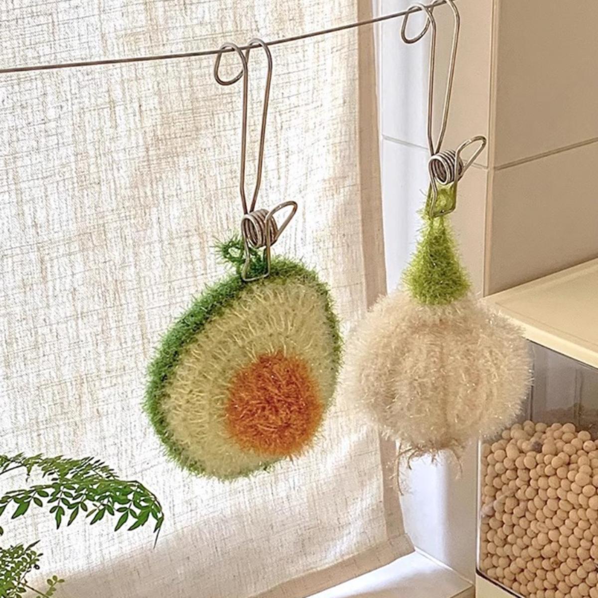 [3-piece set] Korean-style kitchen dishcloth, simulated garlic head cleaning cloth, hand-crocheted cleaning cloth, everyday dishwashing towel