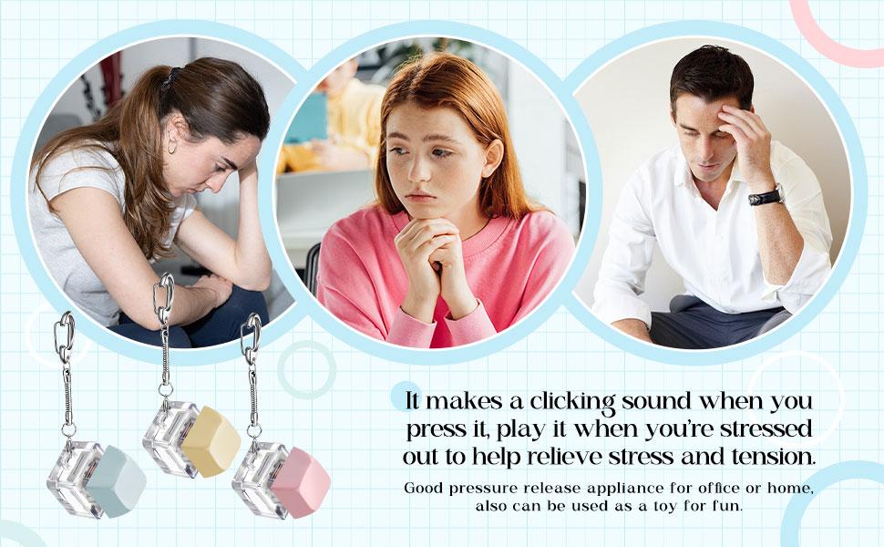 6-Pack Keyboard Clicker Fidget Keychain – Button Stress Relief Toy in Macaron Colors. Decompression Gifts for Adults to Pass Time & Relax. Portable & Addictive Fun.