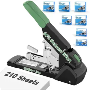 Heavy Duty Stapler, 210 Sheet Effortless Stapler for Desk, 60% Reduced Effort, Jam Free, 50,000+ Uses, Adjustable Paper Depth, Metal Desktop Staplers for Office, Includes 7000 count , ES15