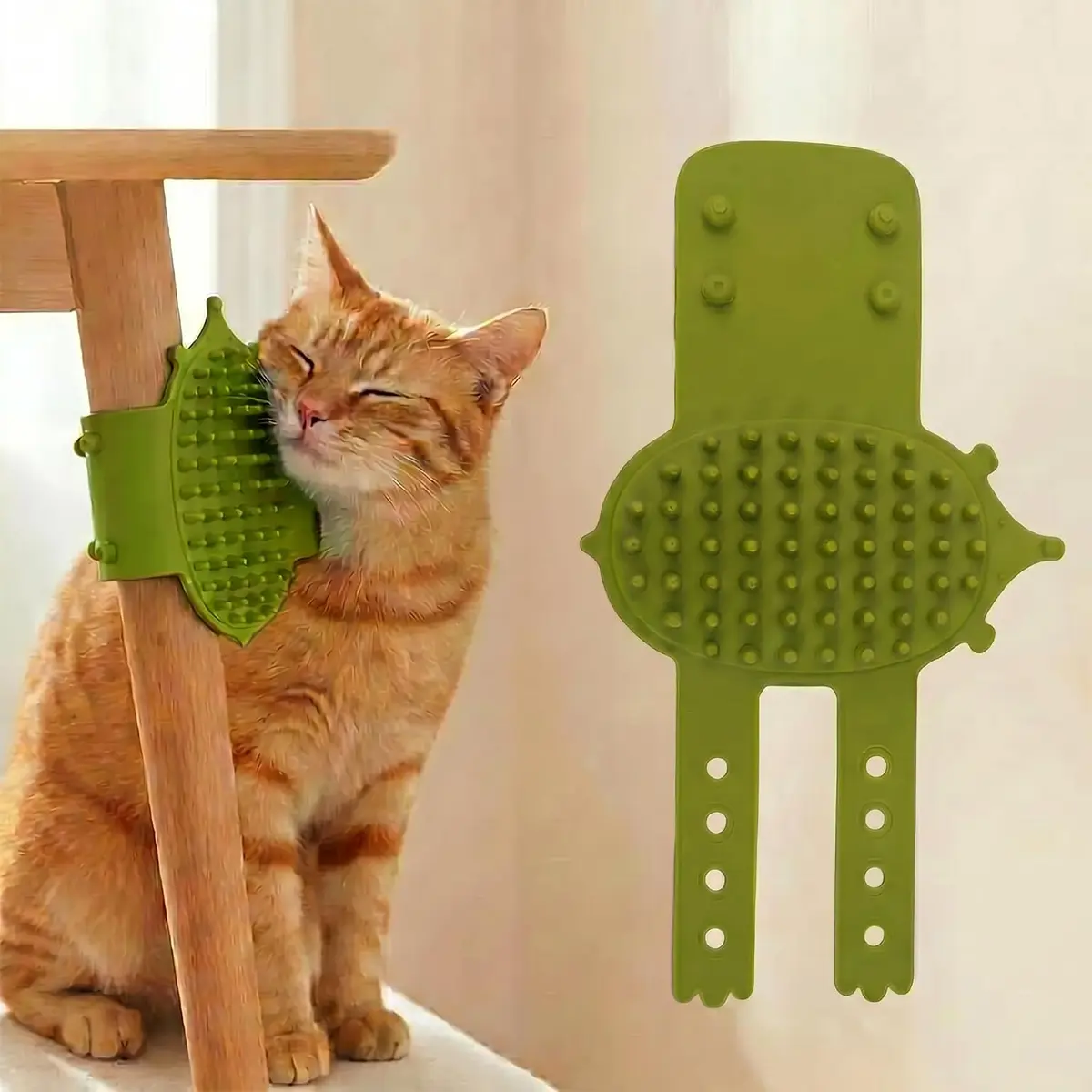 1pc Cat Self Groomer, Cat Face Scratcher Silicone Soft Wall Corner Massage Brush with Adjustable Straps, Interactive Scratcher Comb for Cats and Dogs, Furniture Protector Tools