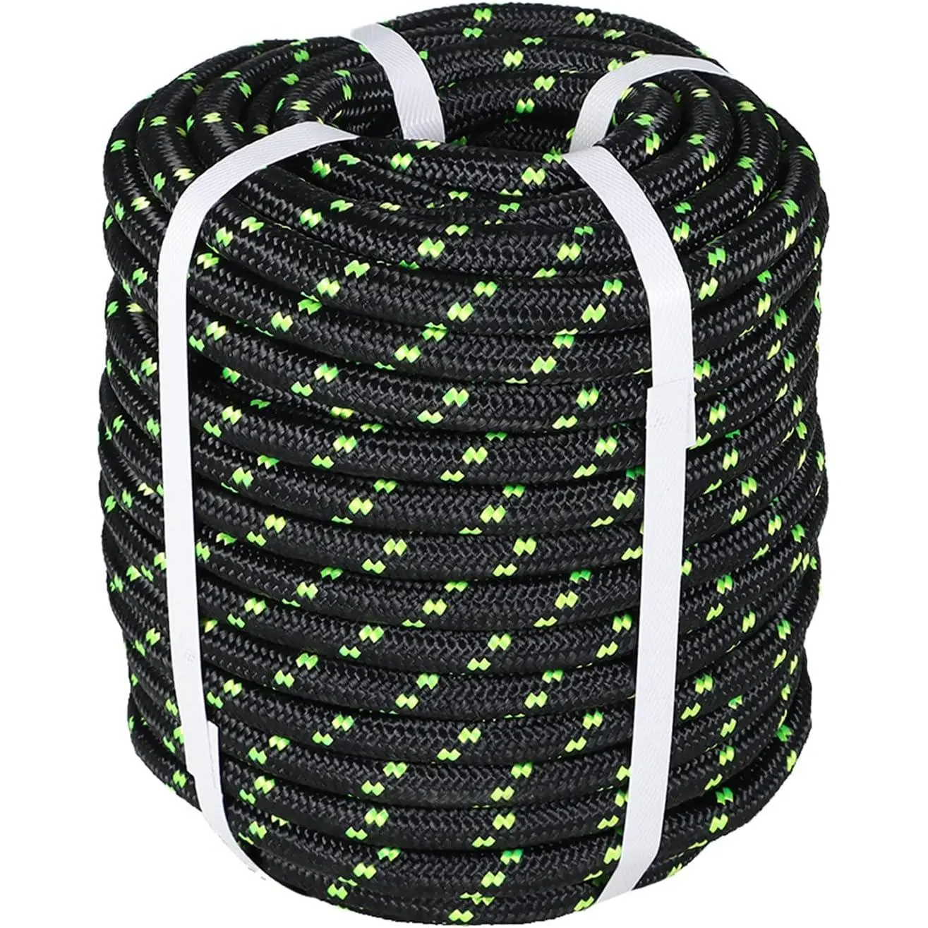 1/2 Inch x 200 FT Double Braid Polyester Rigging Ropes,Nylon Pulling Rope Arborist Rigging Ropes Sailing Rope for Camping Swings Arborist Gardening Marine, Black & Green