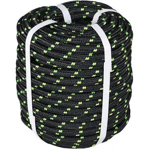 1/2 Inch x 200 FT Double Braid Polyester Rigging Ropes,Nylon Pulling Rope Arborist Rigging Ropes Sailing Rope for Camping Swings Arborist Gardening Marine, Black & Green