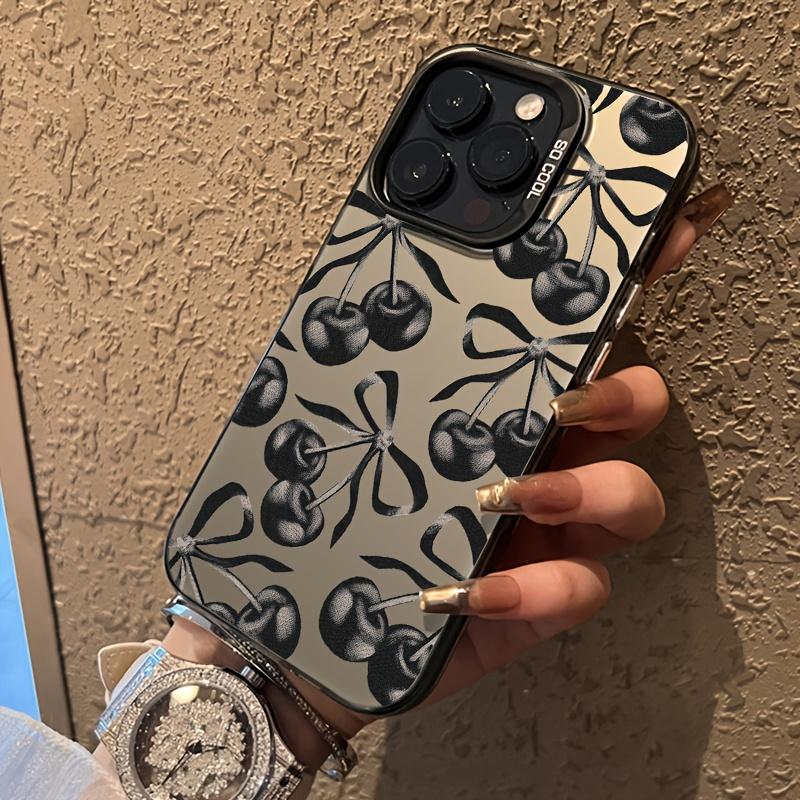 Cherry Pattern Case for iPhone 17 16 15 14 Pro Max 13 12 11 XR XS Plus Shockproof Drop Protection Durable PC Cover Non-Slip Design Gifts for Women Men