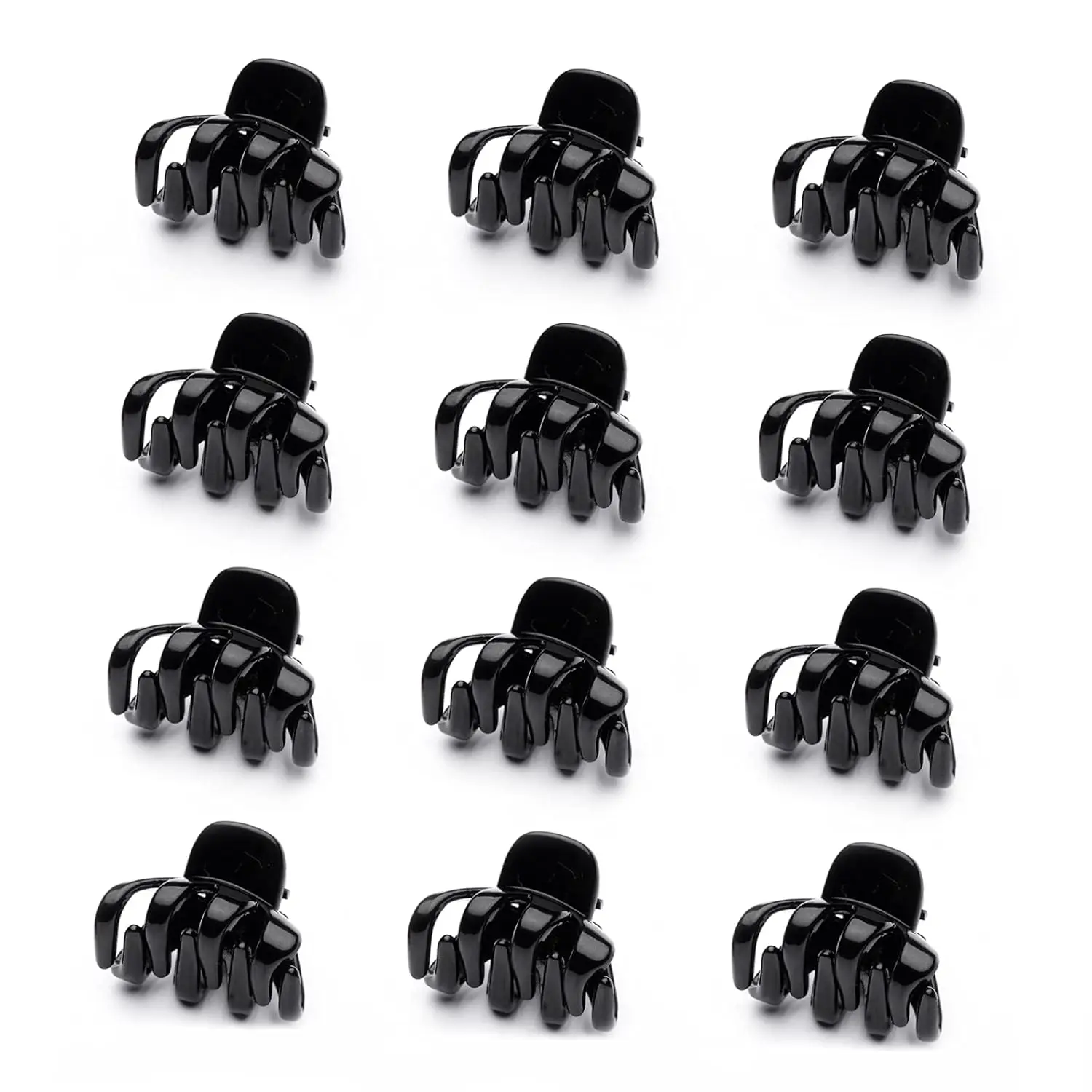 12 Pack Small Hair Claw Clips 1.2 Inch Plastic Hair Clips for Thin Hair No-Slip Mini Hair Clips Hair Styling Accessories for Women and Girls (Black)