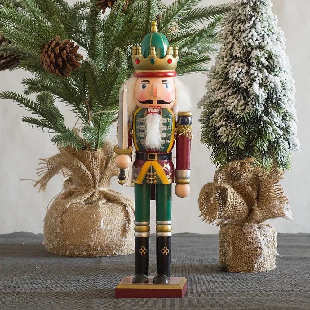 30cm Nutcracker Christmas Decoration, European Style Home Decor, Creative Handicraft Ornament, Wooden Puppet, Festive Gift Idea, Holiday Ornament