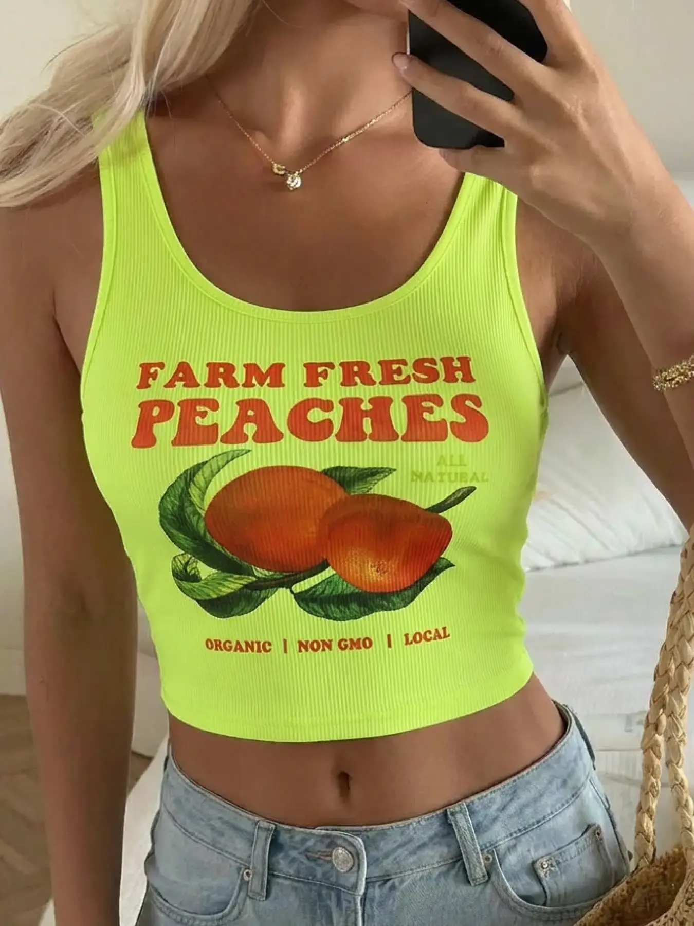 Women's Letter & Fruits Print Cherry Lightweight Crop Tank Top, Casual Scoop Neck Sleeveless Top for Daily Wear, Ladies Clothes for All Seasons, Womenswear, Cropped Tank Top