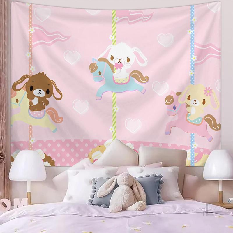 Cartoon Carousel Pattern Tapestry, Cute Animal Pattern Wall Hanging Tapestry, Wall Decor for Home Living Room Bedroom Dormitory Decoration Items Decorating Cartoon Carousel Pattern Tapestry, Cute Animal Pattern Wall Hanging Tapestry, Wall Decor for Home Living Room Bedroom Dormitory Decoration Items Decorating