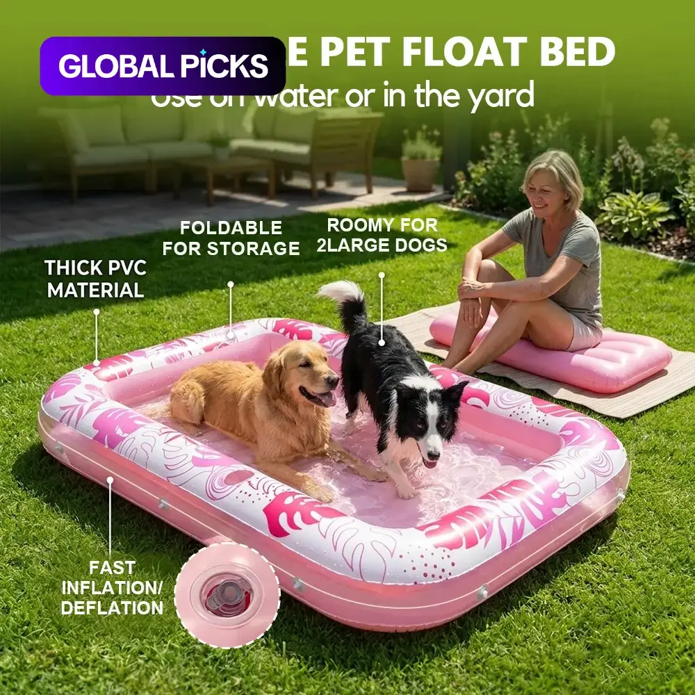 Extra Large Inflatable Dog Pool Float, Durable Pet Water Raft, Foldable, Fun, Suitable for Multiple Large Dogs, Summer Dog Pool Toy #GLOBAL PICKS