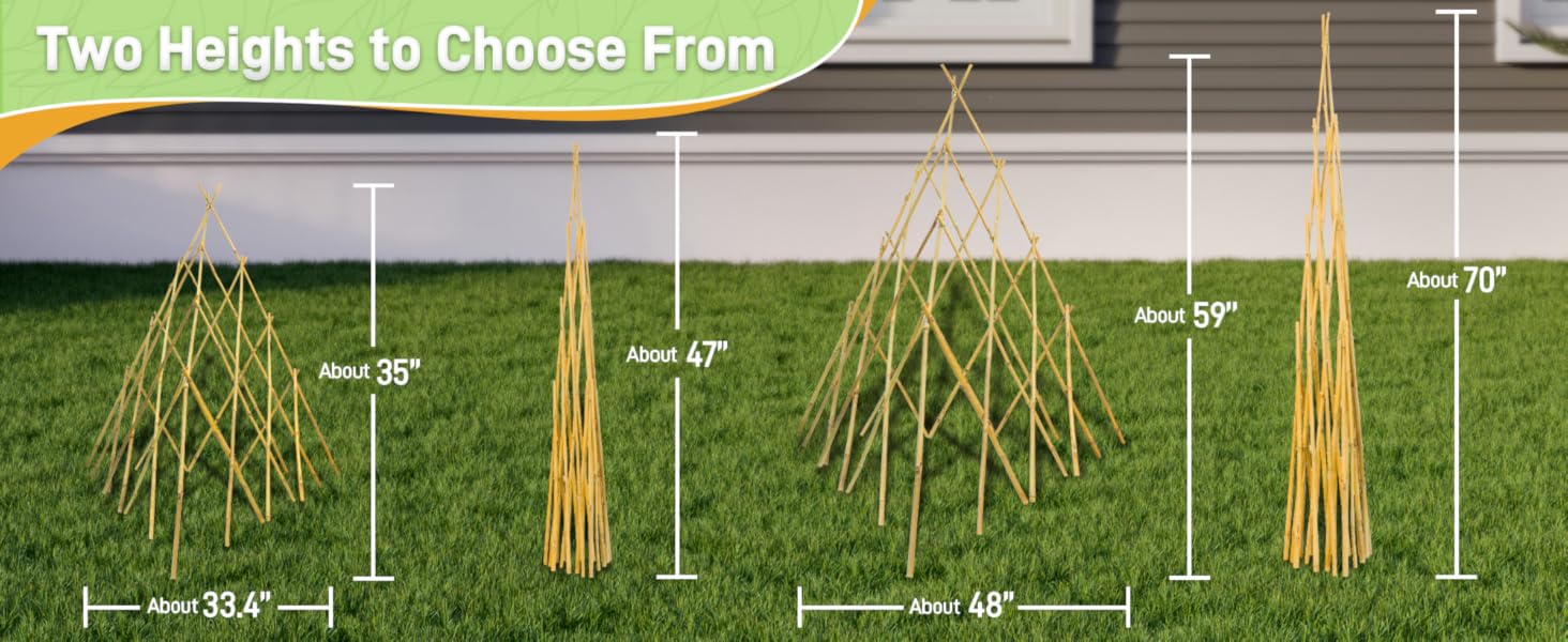 4ft Expandable Bamboo Teepee Trellis for Climbing Plants, Self-Standing Natural Bamboo Trellis for Plant, Folding Trellis for Vines Flowers Vegetable Indoor