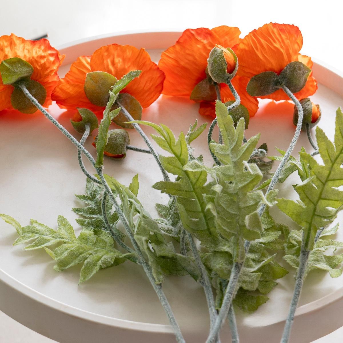 Artificial Poppy Bouquet Fake Flowers Poppy Flower Home Desktop Wedding Potted Plant Photography Prop Decoration