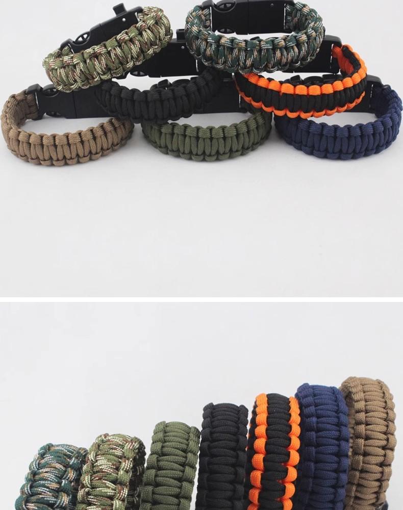 Outdoor Sports Foldable Survival Bracelet Whistle Outdoor Survival Five-in-One Multifunctional Compass Flint Rope Braided Bracelet Camping Pro Off-Road Electric Mountain Bike