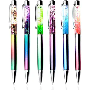 Liquid Sand Glitter Pen Metal Ballpoint Pens Metal Ball Pens Floating Glitter Dynamic Liquid Sand Pen for Office Supplies