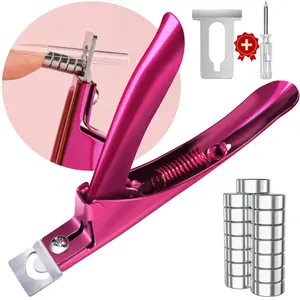 Premium Adjustable Nail Clippers with Magnets Sizers for Acrylic Nails, Stainless Steel Nail Cutter Trimmer for Artificial Fake False Tips Manicure Sharp Blade Clip Tool for Salon Beauty