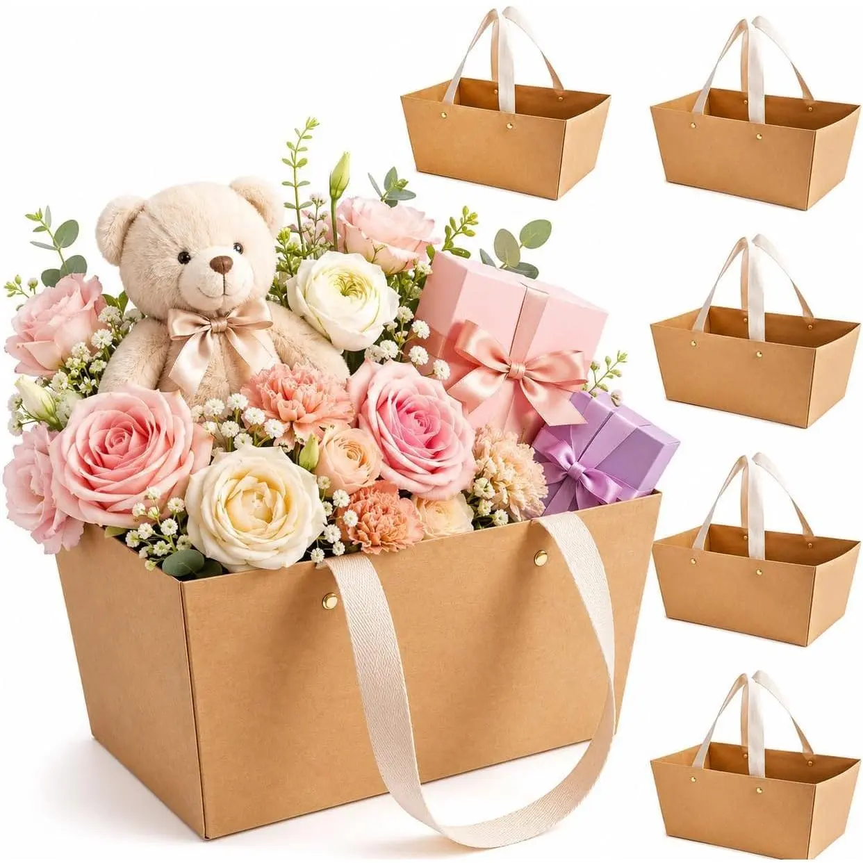 6 PCS Small Gift Baskets - Empty Bulk Gift Baskets with Handles