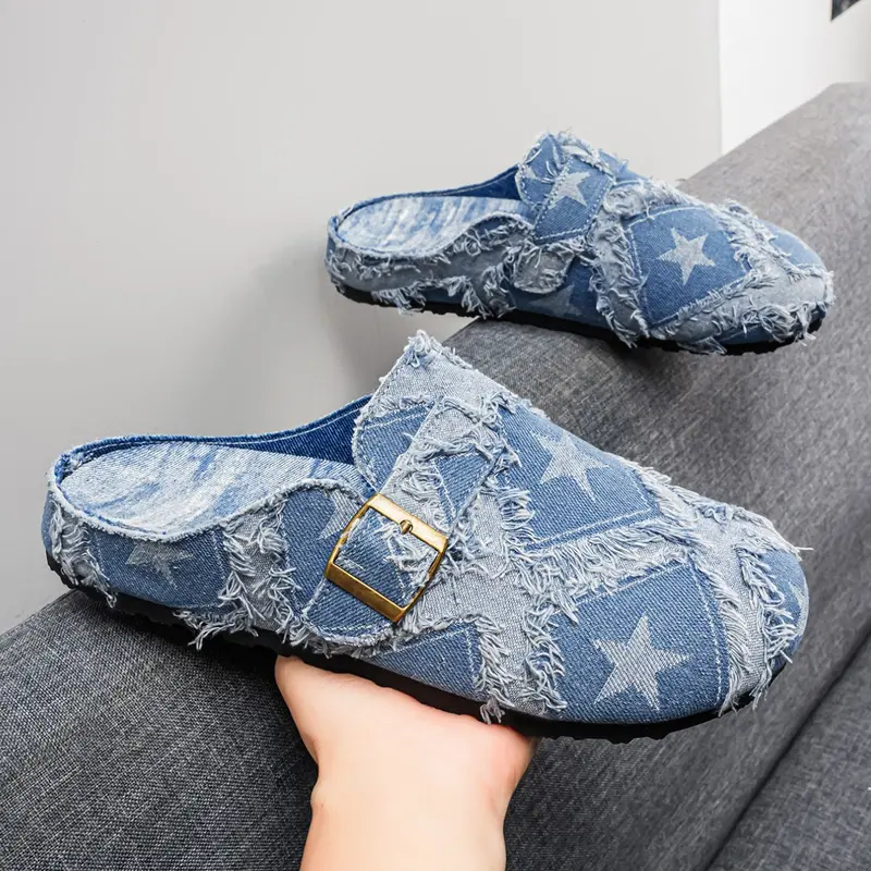 Men's Mules Summer New Slip-On Shoes, Trendy Minimalist Colorblock Design, Comfortable Breathable Rubber Sole, All-Season Casual Footwear
