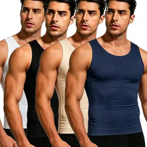 Sports Sleeveless Fitted Compression Tank Top 1/2/3 Pack Menswear Shapewear Body Shaper Tummy Control Workout Underwear Shirt Daily Casual Undershirt, Breathable Elastic Soft Stretchy Fabric