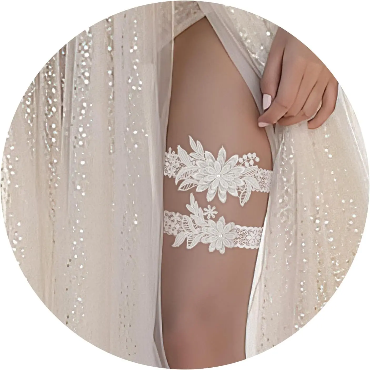 Lace Thigh Garter Set for Bride, Wedding Garter Toss and Keep, Bridal Accessories Wedding Day Essentials(Gift)