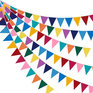 Pennant Banner Flags 6 Pack 72 Flags/8.2 ft Party Banners for Wedding Birthday Party Home Outdoor Garden Hanging Decorations(12 Colors)