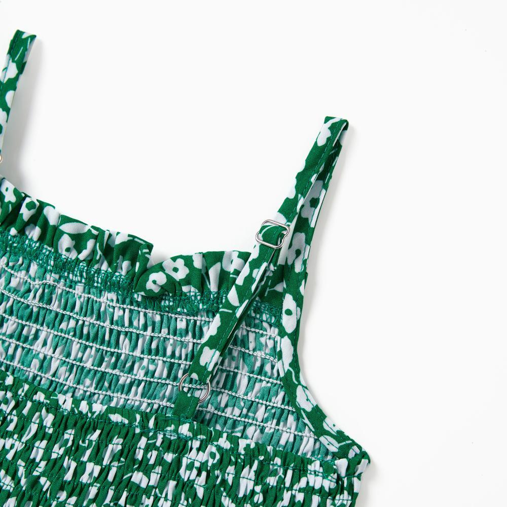 PatPat Matching Floral Print Green Smocked Strap Jumpsuits for Mommy and Me PatPat Matching Floral Print Green Smocked Strap Jumpsuits for Mommy and Me