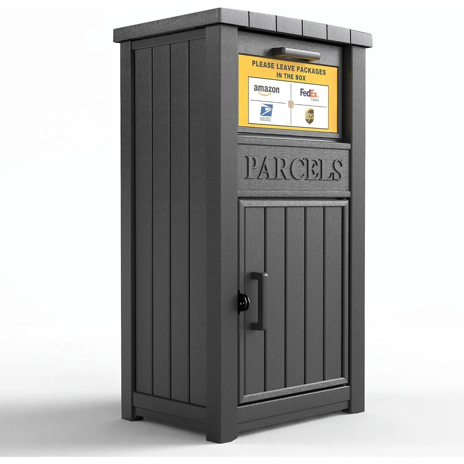 60 Gal Lockable Weatherproof Black Package Delivery Box - Anti-Theft Outdoor Parcel Drop Box for Porch, Curbside House Storage