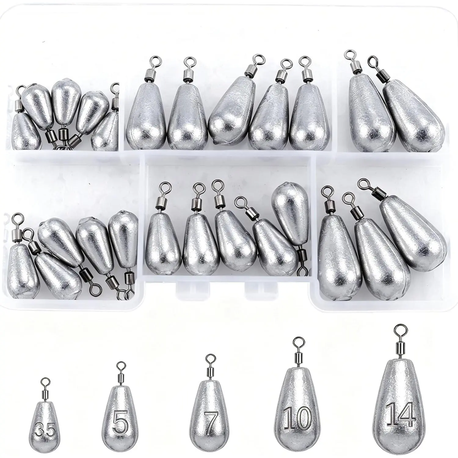 Fishing Weights Sinkers Kit Bass Casting Weights Drop Shot Weights with Swivel for Freshwater Saltwater Catfish Weights