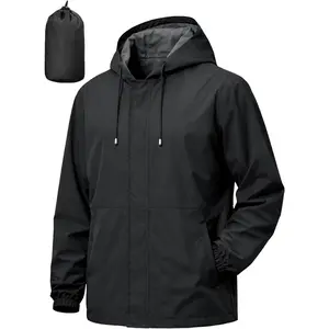 Men's Rain Jacket Waterproof Windbreaker Raincoat Cycling Running Hiking Golf Travel Gear Hood Lightweight Packable