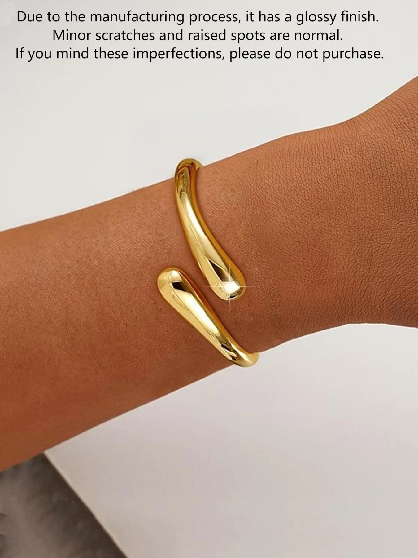 1 fashionable and simple teardrop gold bracelet. The thick teardrop design of the cuff gold bracelet jewelry is a gift for women Heavyweight Bracelet Elegant Bangle Fashionable Bangles