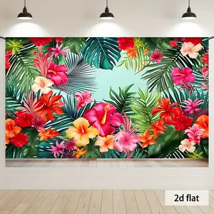 Tropical Floral Wallpaper Backdrop Hibiscus Palm Backdrop Colorful Nature Background Cloth Exotic Tapestry Wall Hanging Photography Background Polyester Fiber Party Event Home Room Studio Decor Studio Prop Aesthetic Wall