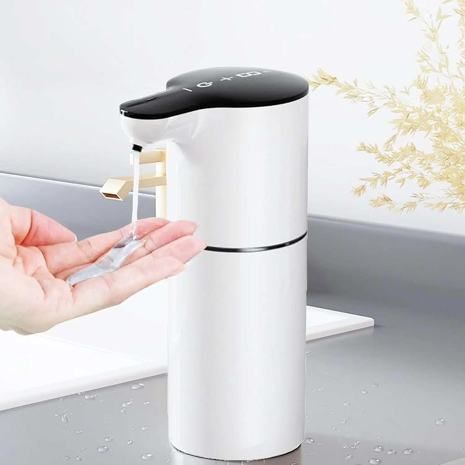 Soap Dispenser,Liquid Hand Soap Dispenser for,8,12.4 oz/350mL Touchless Dispenser,2000mAh (White-Liquid)