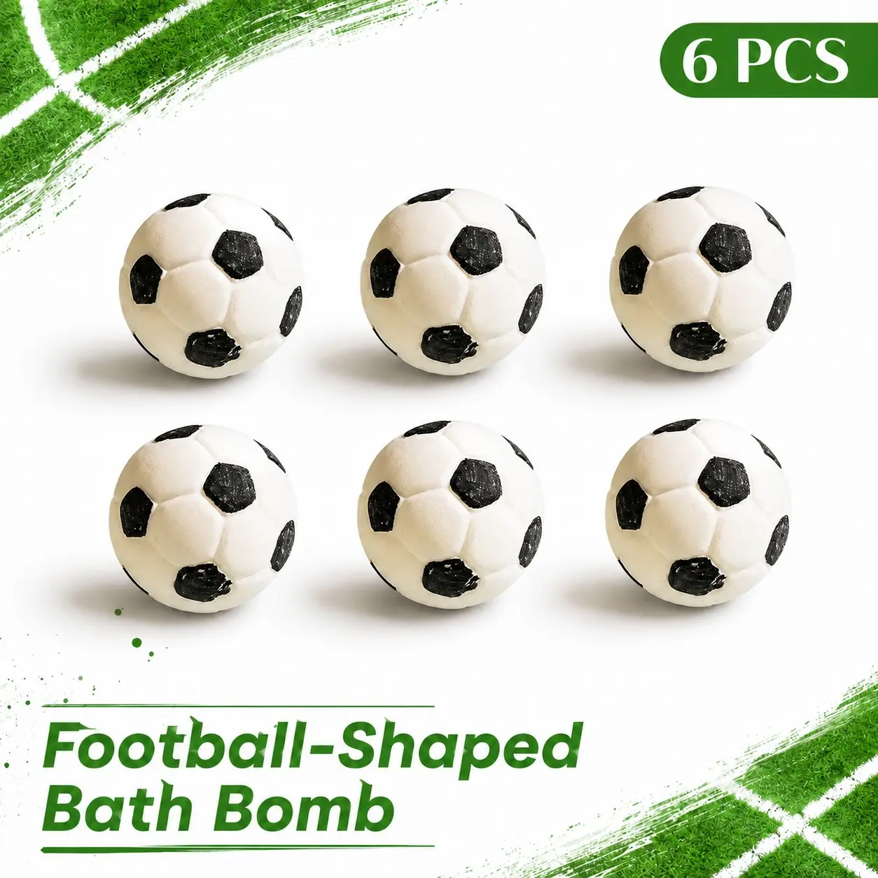 Soccer Ball Bath Bombs 6 Pack, Football Bubble Bath Bombs for Men & Sports Fans, Moisturizing Glycerin Sea Salt Spa Bath Gift Set