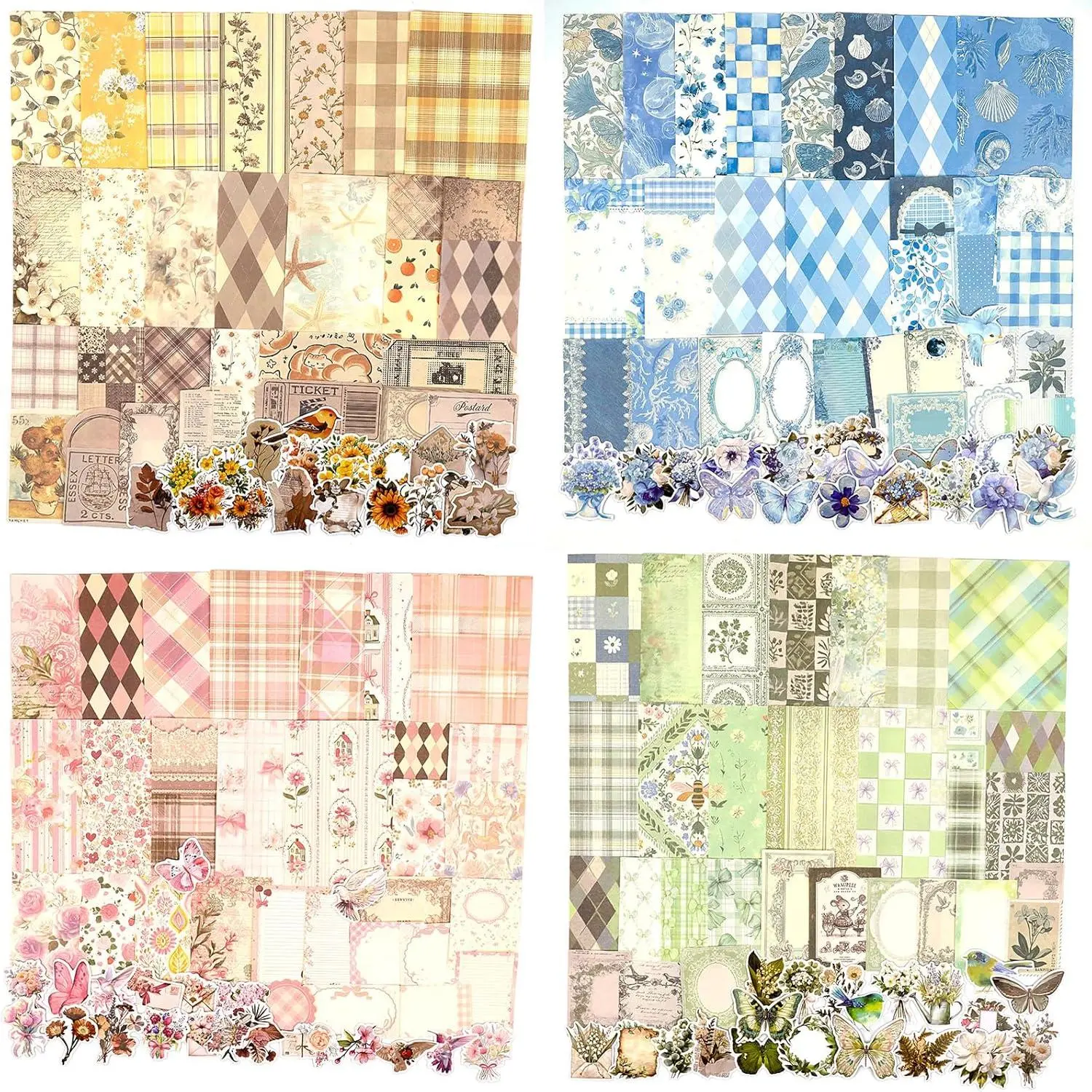 Scrapbook Supplies Kit – 400 count  Cottagecore Scrapbook Paper & Stickers, 4 Sizes Pastoral Scrapbooking Supplies for  Journaling, Card Making, Planner, Collage Card Album