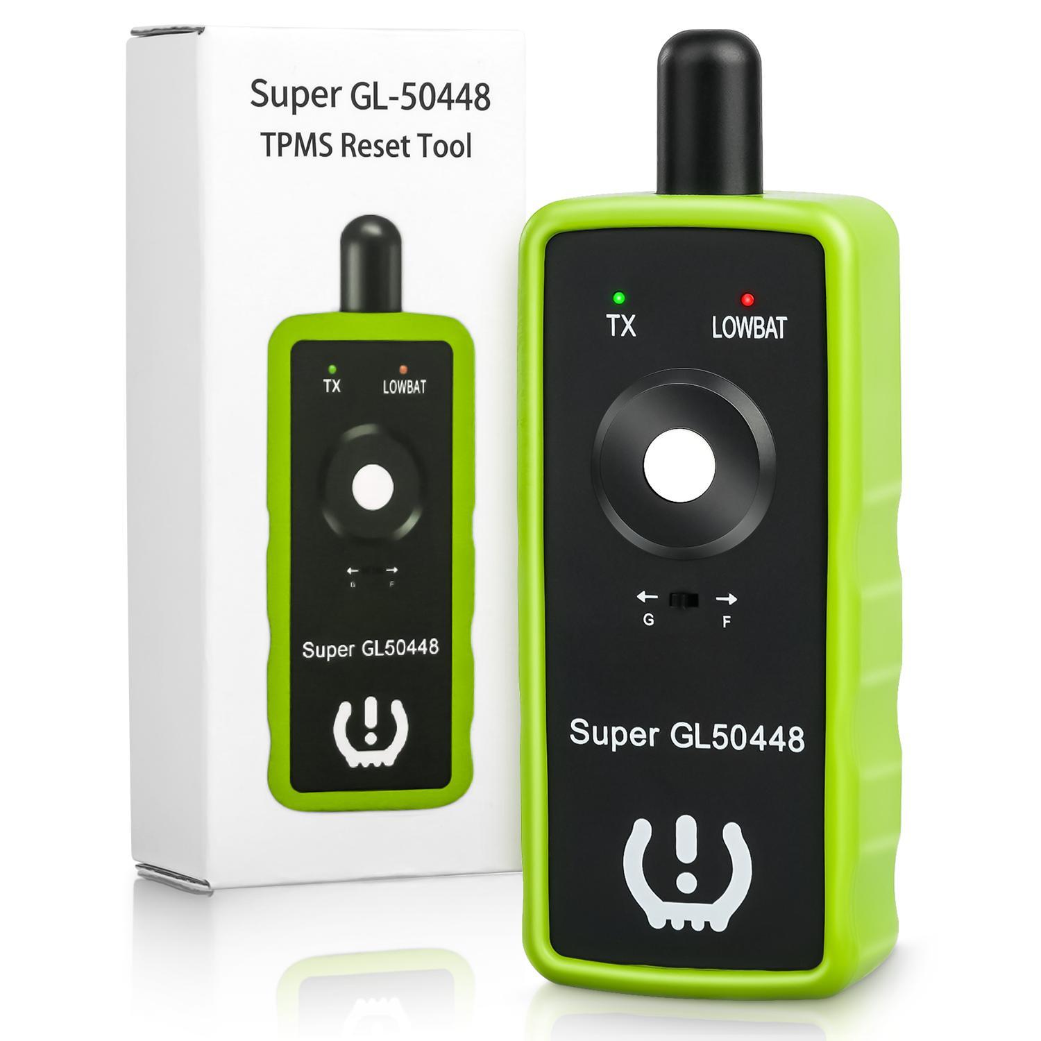 [For GM&Ford]VXDAS Super GL50448 2-in-1 TPMS Relearn Tool for GM & Ford |Green Edition Tire Sensor Reset Tool | One-Switch Activation for F150, Silverado, Sierra, Buick, Lincoln