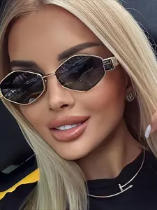 Fashion Rhombus Frame Women's Glasses, Metal Frame PC Lenses, Casual Wear Accessories, Stylish Eyewear for Everyday Use