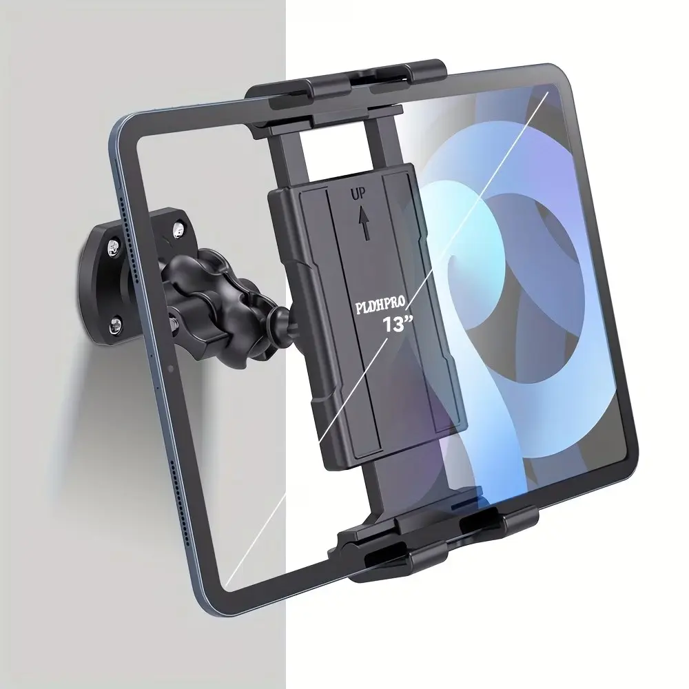 iPad Wall Mount Stand, Smartphone Tablet Holder, 360° Adjustable Workbench Holder, Durable Drill Base, Compatible with 5-13 Inch Devices, Tablets, Phones, Samsung Tablets