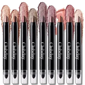 6 Color Highlighter Eyeshadow Pencil Set, Eyeshadow Stick, Eyeshadow And Highlighter, Glitter Shimmer Makeup, Dual-Ended Waterproof Matte & Shimmer, Sponge Tip, Perfect Gift