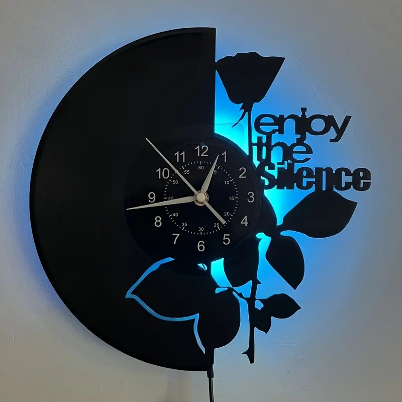 Vinyl Record Wall Clock with LED Glow, Silent Non-Ticking Retro Home Decor for Living Room Bedroom, Birthday Christmas Gift for Music Lovers, LED Wall Clocks