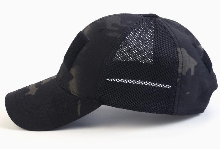 Tactical Camo Baseball Cap for Men, Breathable Mesh Military Hat with Velcro Patch, Adjustable Outdoor Dad Hat for Hiking, Hunting, Fishing