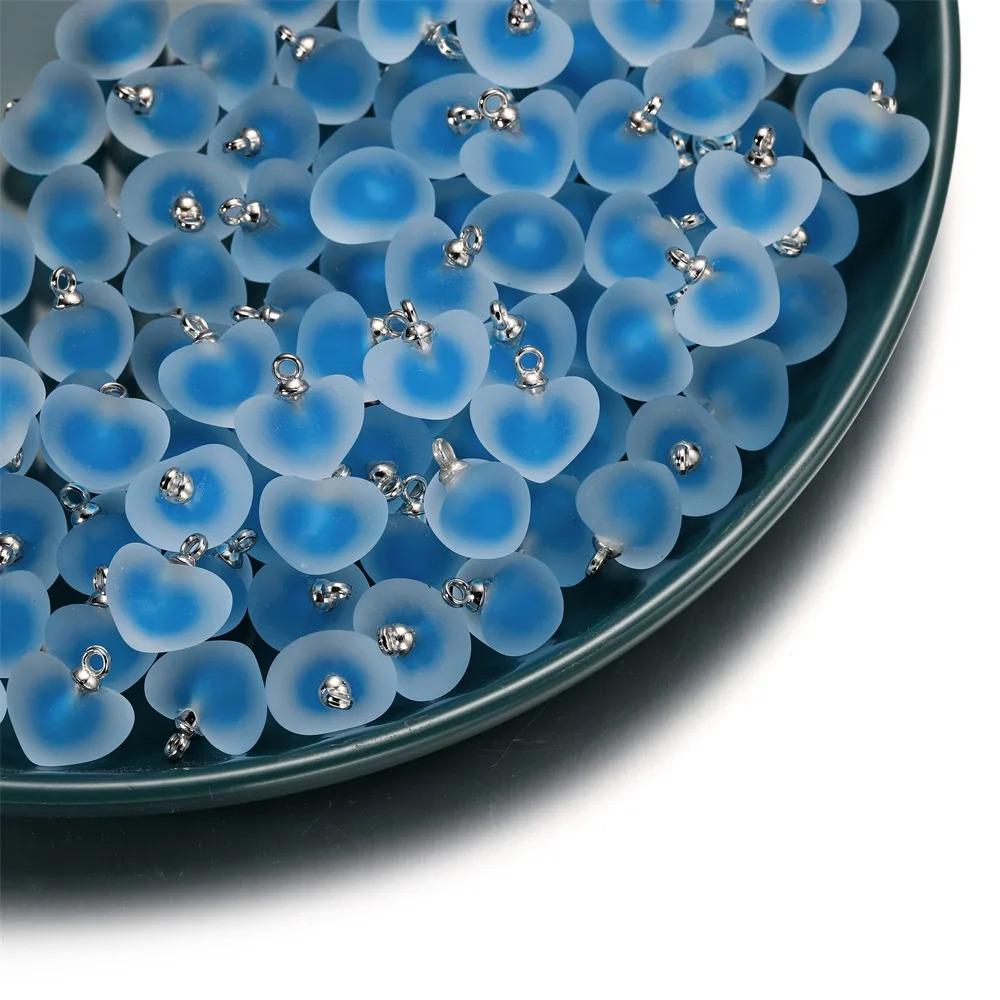 10pcs/lot Resin Frosted Multicolor Heart Charms For Handmade Bracelet Earrings Necklace Pendant DIY Jewelry Making Supplies