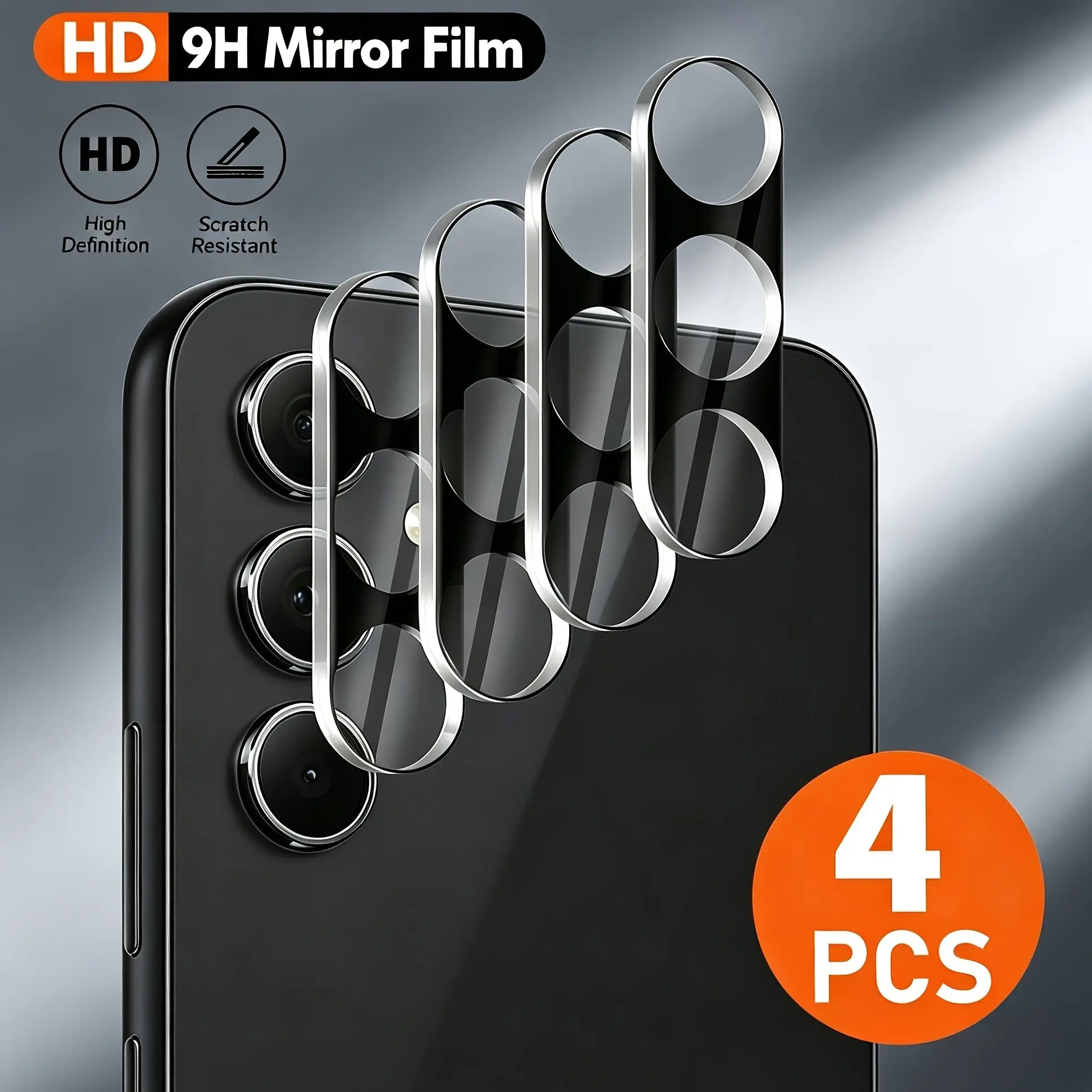 4 Pcs Smartphone Camera Lens Protector for Samsung Galaxy A07 A17 A27 A37 A57 A16 A26 A36 A56 A15 5G A25 A35 A55 A14 A24 A34 A54 A53 5G A33 A13 A52 A52S A32 A12, Lens Cover, Ultra HD, 9H Hardness, Anti-Scratch, Case Friendly, Easy to Install