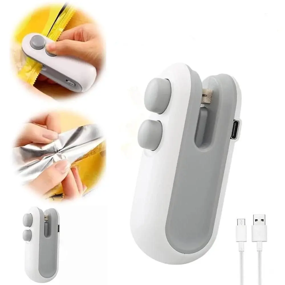 Mini 2 in 1 Bag Sealer Heat Sealer with Cutter and Magnet Rechargeable Resealer